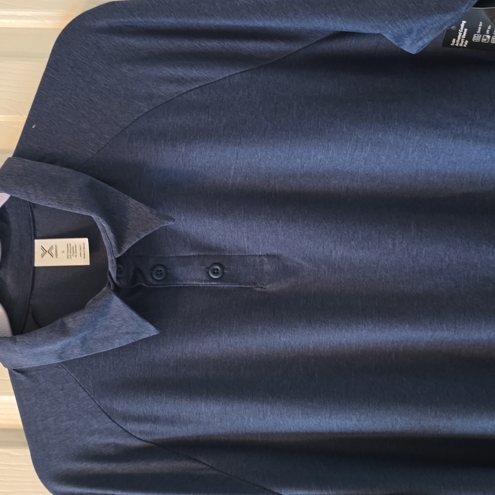 XERSION BRAND MEN'S BLUE SHORT SLEEVES COLARED POLO SHIRT SIZE LARGE